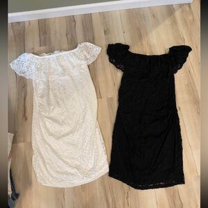 PinkBlush Lace Off Shoulder Fitted Maternity Dresses